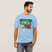 Tropical Santa Beach Christmas Flat Holiday Card T-Shirt (Vorne ganz)