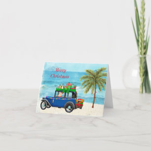 Tropical Santa Christmas Card Dankeskarte