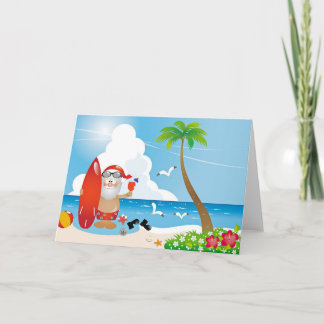 Tropical Santa Christmas Card Karte