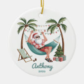 Tropical Santa Christmas Keramik Ornament (Vorne)