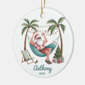 Tropical Santa Christmas Keramik Ornament (Links)