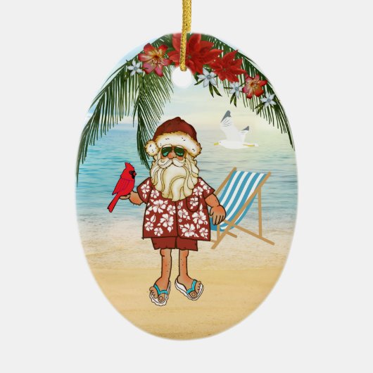 Tropical Santa Christmas Ornament (Vorne)
