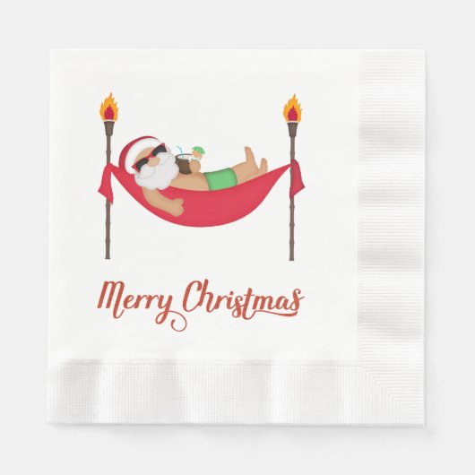 Tropical Santa Christmas Paper Napkins Serviette (Vorderseite)