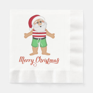 Tropical Santa Christmas Paper Napkins Serviette