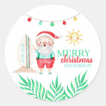 Tropical Santa Christmas Sticker