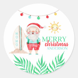 Tropical Santa Christmas Sticker