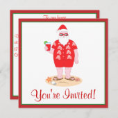 Tropical Santa Claus Einladung (Vorne/Hinten)