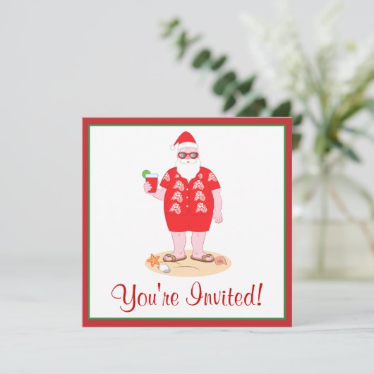Tropical Santa Claus Einladung (Stehend Vorderseite)