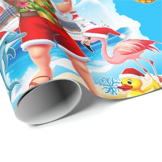 Tropical Santa Cruise Rubber Duck Geschenkpapier (Rolleneckpunkt)