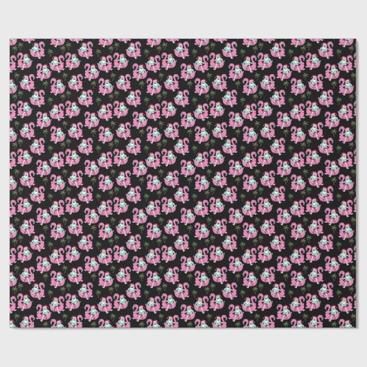 Tropical Santa Flamingo Floß schwarz Geschenkpapier (Flach)