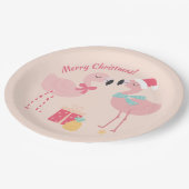 Tropical Santa Flamingo's - Weihnachten Pappteller (Schrägansicht)