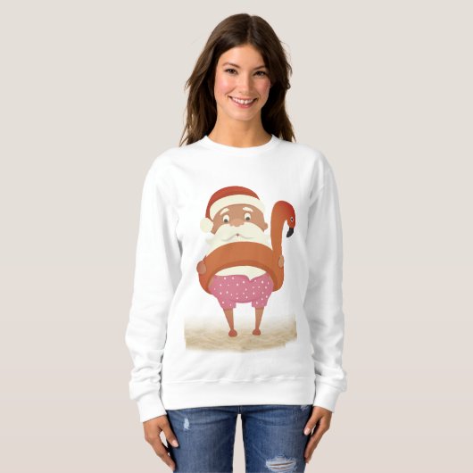 Tropical Santa Graphic Women's Basic Sweatshirt (Vorne ganz)