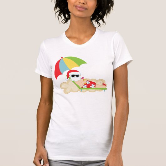Tropical Santa on Beach T-Shirt (Vorderseite)