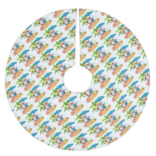 Tropical Santa Polyester Weihnachtsbaumdecke