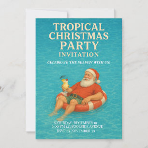 Tropical Santa Pool Weihnachtsfeier Einladung