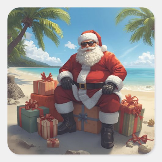 Tropical Santa Sticker –  Christmas on the Beach (Vorderseite)