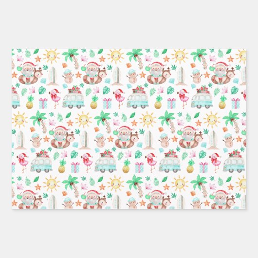 Tropical Santa Wrapping Paper Sheets Geschenkpapier Set (Vorderseite 2)