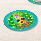 Tropical Sassy Singing Lady Pineapple Runder Pappuntersetzer (Angewinkelt)