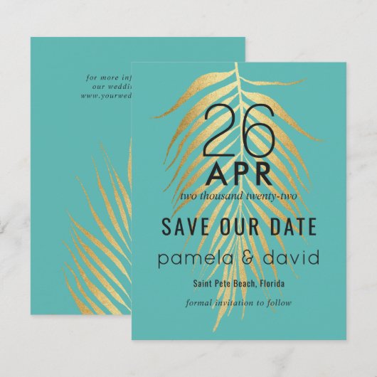 Tropical Save the Date Caribbean Blue (Vorne/Hinten)