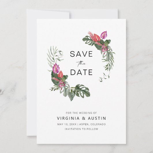 Tropical Save the Date Einladung (Vorderseite)