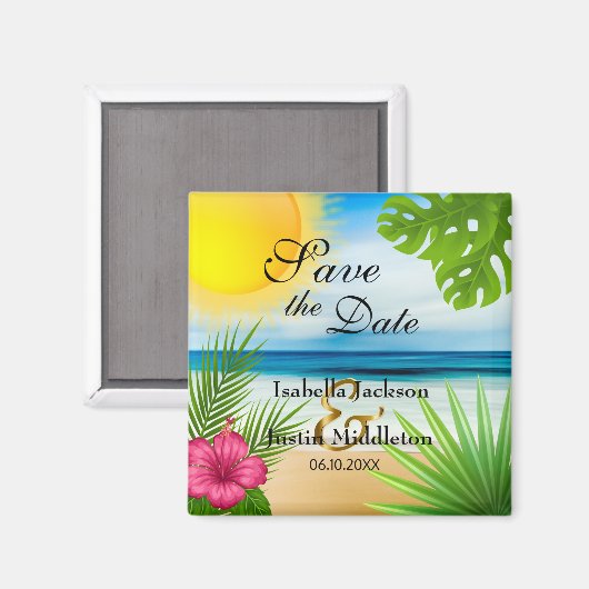 Tropical Save the Date Magnet (Vorderseite/Rückseite)