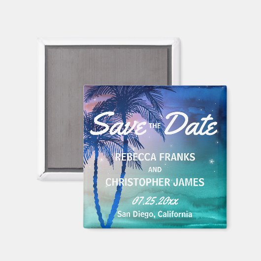 Tropical Save the Date Magnete | Palmen Magnet (Vorderseite/Rückseite)