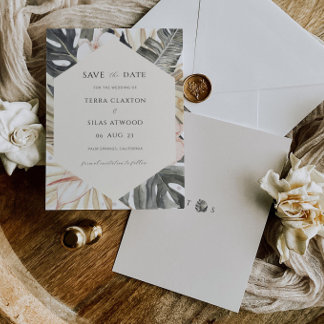 Tropical Save the Date Monstera Leaf Einladung