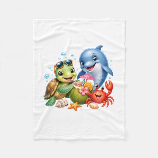 Tropical Sea Friends Stranddecke Fleecedecke (Vorderseite)