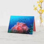 Tropical Sea Life Pink Glowing Anemone Coral Karte (Gelbe Blume)