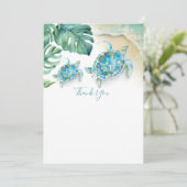 Tropical Sea Turtle Baby Dusche Vielen Dank Einladung (Stehend Vorderseite)