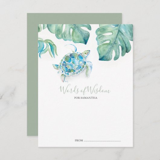 Tropical Sea Turtle Baby Shower Advisor Cards (Vorne/Hinten)