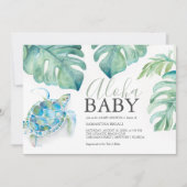 Tropical Sea Turtle Monstera Blätter Baby Show Einladung (Vorderseite)
