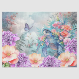 Tropical Sea Turtle & Watercolor Florals Seidenpapier