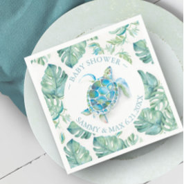 Tropical Sea Turtle Watercolor Kinderdusche Serviette