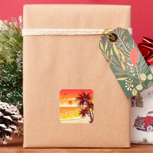 Tropical Seascape Beach Classic Round Sticker