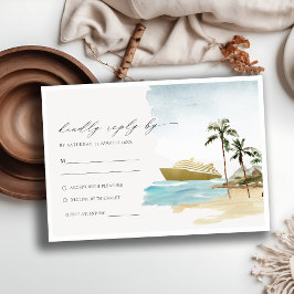 Tropical Seascape Beach Cruise Palm Wedding RSVP Begleitkarte
