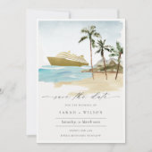 Tropical Seascape Palm Cruise Save the Date einlad Dankeskarte (Vorderseite)