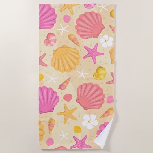 Tropical Seashell Beach Handtuch (Vorderseite)