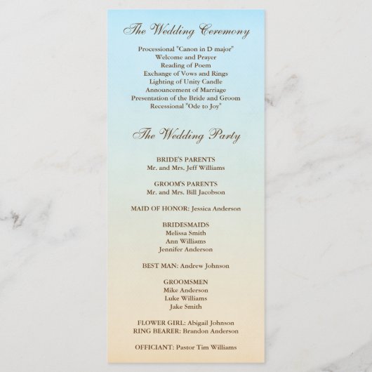 Tropical Seashell Beach Wedding Program Programm (Rückseite)