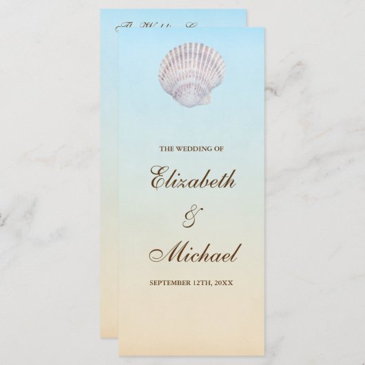 Tropical Seashell Beach Wedding Program Programm (Vorne/Hinten)