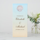 Tropical Seashell Beach Wedding Program Programm (Stehend Vorderseite)