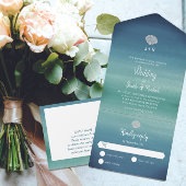 Tropical Seashell Boho Beach Wedding All In One Einladung