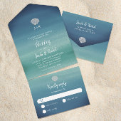 Tropical Seashell Boho Beach Wedding All In One Einladung