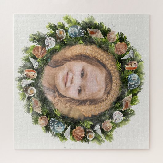 Tropical Seashells Weihnachtskraut Custom Foto Puzzle (Horizontal)