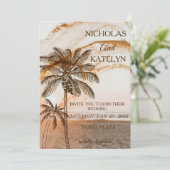 Tropical Seaside Chic Wedding  Einladung (Stehend Vorderseite)