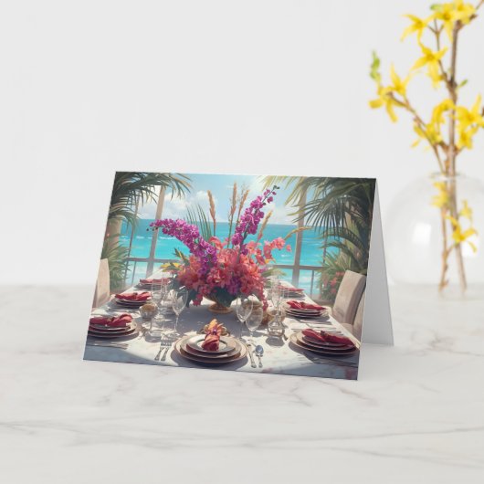 🌺 Tropical Seaside Thanksgiving – Elegant Card Karte (Gelbe Blume)