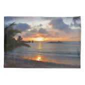 Tropical Seychelles Island Palm Tree Beach Sonnenu Kissenbezug (Rückseite)