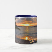 Tropical Seychelles Island Palm Tree Beach Sonnenu Tasse (Zentrum)