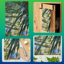 Tropical Shades Palm Fronds Blau Grün Gelb Geschirrtuch