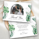 Tropical Silver Palm Arch Foto Wedding Dankeskarte